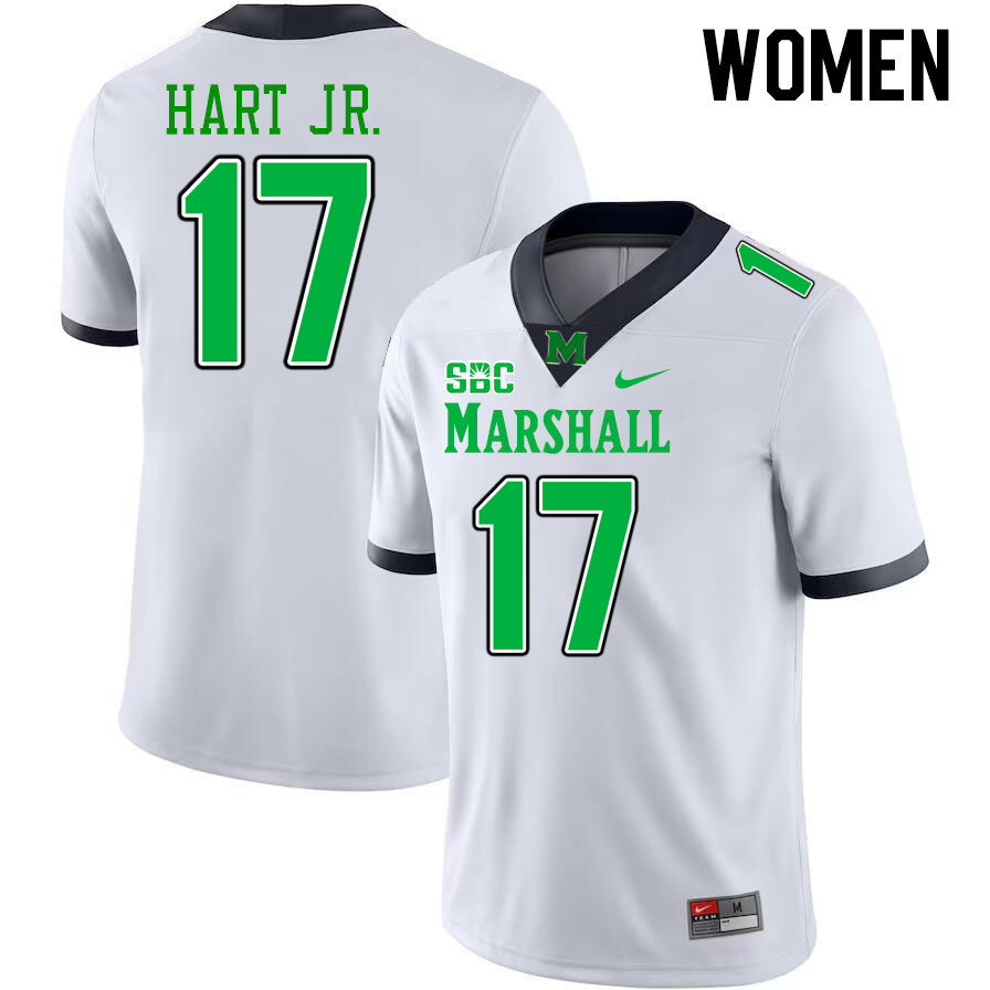 Women #17 Leon Hart Jr. Marshall Thundering Herd SBC Conference College Football Jerseys Stitched-Wh